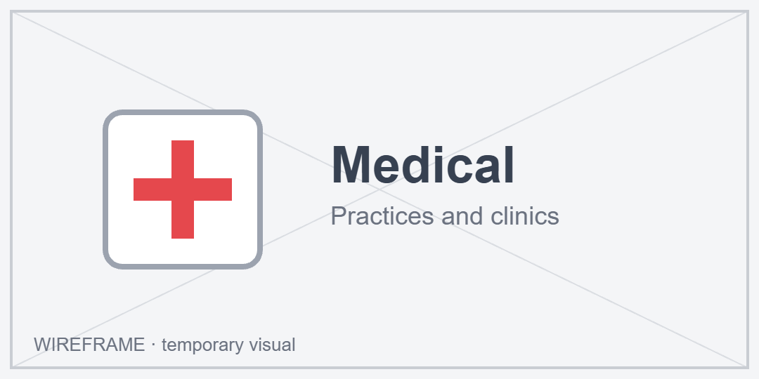Temporary visual: Medical, practices and clinics