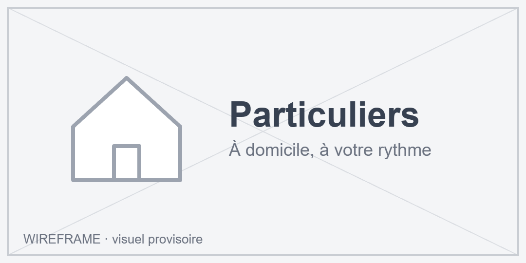 Visuel provisoire : Particuliers, à domicile, à votre rythme