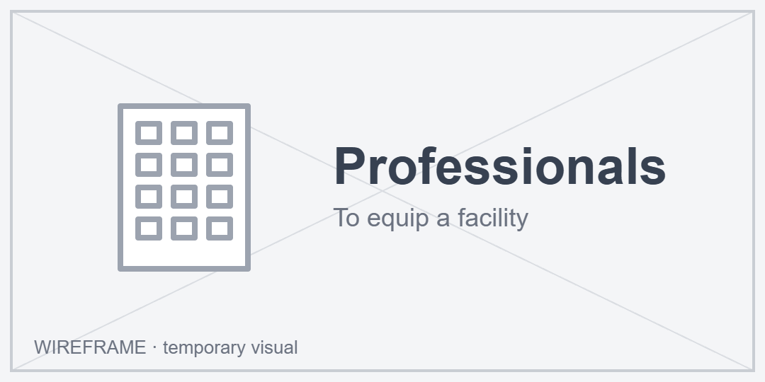 Temporary visual: Professionals, to equip a facility