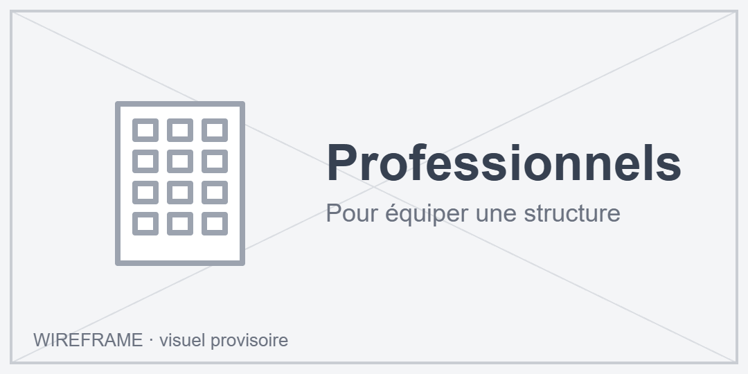 Visuel provisoire : Professionnels, pour équiper une structure
