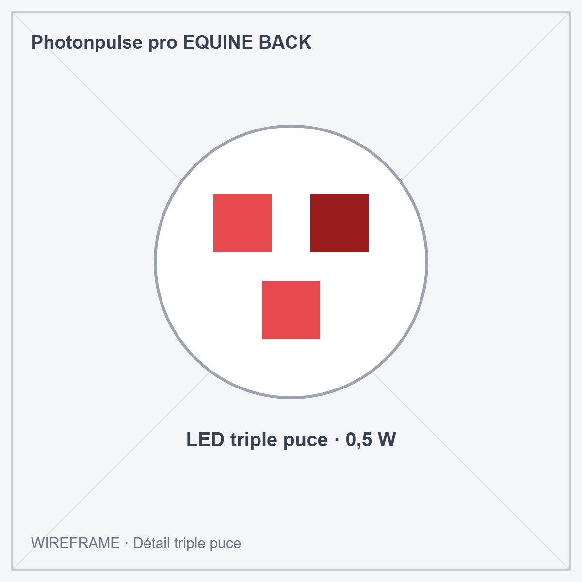 Photonpulse pro EQUINE BACK · Wireframe : détail de la LED triple puce