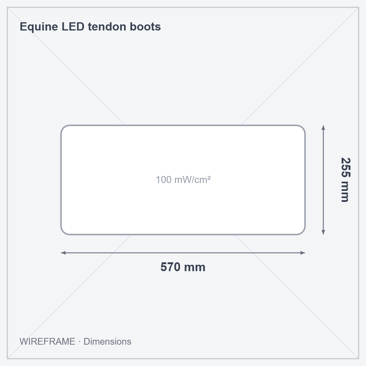 Equine LED tendon boots · Wireframe: dimensions